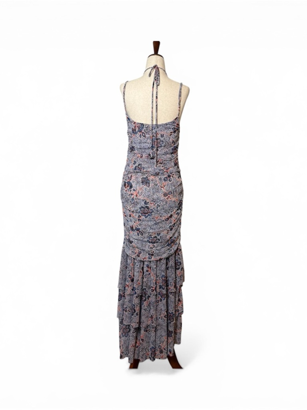 MISA Los Angeles Nicola Feathered Floral Halter Maxi Dress NWT Medium - Picture 5 of 13
